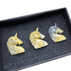 Unicornio Tallado a Mano en Jaspe Amarillo Grisáceo, Decoración de Fantasía Única - Escultura de Piedra Natural Indonesia - Product Image 3
