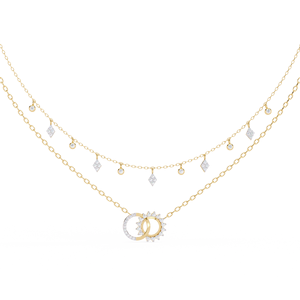Collier en or jaune 10K 14K 18K avec pendentifs en forme de cercle céleste entrelacés sertis de diamants - Product Image 2