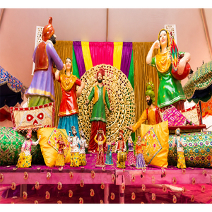 Aaja รูปปั้นวัฒนธรรม Nachle,FRP รูปปั้นเต้นรำงานแต่งงานรูปปั้น Jatt Jatti เต้นรำปัญจาบแบบดั้งเดิม - Product Image 1