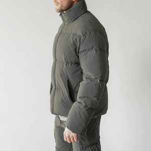 High Quality <b>Men's</b> <b>Puffer</b> Jacket Stand Collar Zipper Closure Windproof Casual Winter <b>Coat</b> Regular Fit Polyester Fabric - Product Image 4