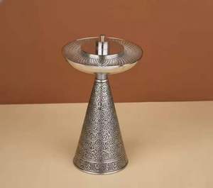 Luxury Silver Engraved Metal <b>Incense</b> Burner Tall <b>Cone</b> Base Mesh Top Charcoal Bakhoor Oud Burner Bukhoor Holder Home Decor - Product Image 1