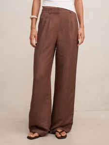 Pantalon large en toile pour l'été, taille mi-haute, fermeture à cordon, anti-plis, séchage rapide - Product Image 1