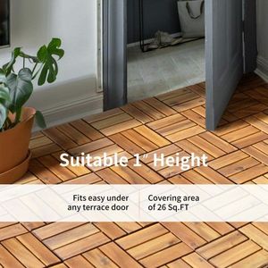 27-Piece Acacia Wood <b>Interlocking</b> Patio Deck <b>Tile</b> DIY Composite Decking Board for Garden Decking Engineered Wood <b>Flooring</b> - Product Image 4
