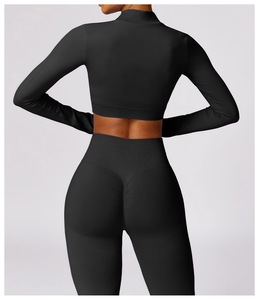 Ensemble de 3 pièces pour femmes : haut sans couture à manches longues, soutien-gorge et leggings taille haute – Tenue de sport, fitness, yoga - Product Image 5