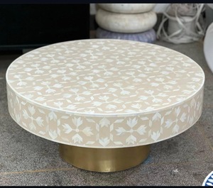 ILAHI's Bone Inlay <b>Table</b> Modern Design Agate Detailing <b>Storage</b> Portable Home Furniture - Product Image 3