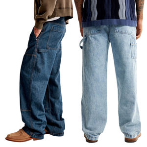 Vaqueros Baggy Rectos Personalizados de Estilo Urbano para Hombre, Vaqueros de Mezclilla de Algodón Oscuro Desgastado, Pantalones Vaqueros Vintage de Moda para Hombre - Product Image 3