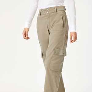Pantalones Cargo de Cintura Alta para Mujer, Color Sólido, Estilo Casual, Largos, con Bolsillos, Cierre de Botones, Corte Regular, para Primavera - Product Image 3