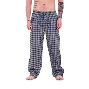 Pantalones de Pijama Casuales de Lona Tejida 100% Algodón para Hombre, Pantalones a Cuadros con Bolsillos y Cordón Ajustable, Transpirables - Product Image 3