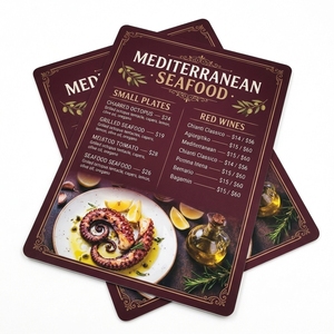 Tarjetas de Menú de PVC Laminado con Película Digital de Tamaño Personalizado para Hoteles, Restaurantes, Cafeterías, Bares, Zonas de Comida, Comedores Profesionales - Product Image 1