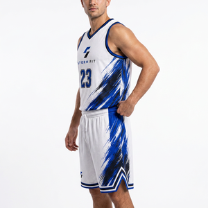 Ensemble uniforme de basketball pour homme Storm Fit, imprimé par sublimation, sans manches, col en V, séchage rapide, maillot et short de sport, numéro 23 - Product Image 3
