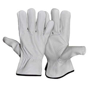 Guantes de trabajo de piel de oveja industrial blancos, guantes de conductor de piel de cabra, guantes de soldadura TIG de cuero de vaca sin forro - Product Image 4