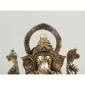 รูปปั้นพระพิฆเนศทองเหลืองขนาด6นิ้วทำด้วยมือรูปปั้นพระพิฆเนศขนาดเล็กทำด้วยมือในอินเดีย - Product Image 1