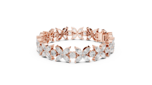 Rose Gold Floral Diamond Bracelet Marquise Cut Jewelry for Wedding Engagement Party - Product Image 1