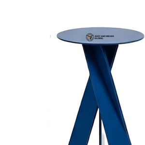 Modern Blue Iron Metal <b>Stool</b> with Crossed Legs Round Top Contemporary Designer Side <b>Stool</b> Industrial Seating for Home - Product Image 6