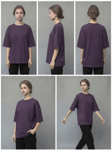 เสื้อยืดทรงบ็อกซี่ผ้าฝ้าย 100% สำหรับผู้หญิง เป็นมิตรกับสิ่งแวดล้อม เสื้อยืดลำลองไหล่ตก ใส่สบายสำหรับวิ่งออกกำลังกายทุกวัน น้ำหนักเบา ทรงบ็อกซี่ - Product Image 6