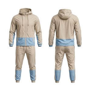 Men Panel Contrast Color Two Piece Windbreaker Tracksuits 100% Polyester Breathable Sports <b>Running</b> Jogging Tracksuits - Product Image 1