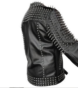 Custom Men's Genuine Leather Slim Fit <b>Punk</b> Rock Biker <b>Jacket</b> Windproof Sherpa Lined Winter Outerwear - Product Image 3