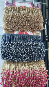 Ribete de encaje con flecos de cuentas doradas, borde decorativo de perlas acrílicas, borla de lujo tradicional hecha a mano para prendas, cortinas y decoración del hogar. - Product Image 2