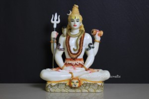 Artesanía Nirmala, Estatua de Shiva de Resina con Polvo de Mármol Blanco, Trishul Damru, Adiyogi Meditando, Diseño Tradicional Hecho a Mano - Product Image 6