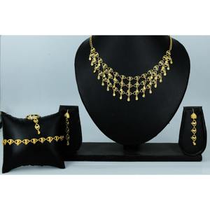 Conjunto de joyería de Boda nupcial India al por mayor para mujer, pendientes de Dubái de cobre chapados en oro y rodio para compromiso - Product Image 1