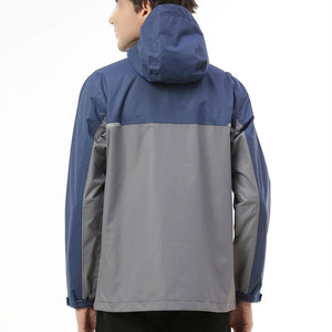 Chaqueta Impermeable con Capucha para Hombre, Color Sólido, Informal, para Otoño, Ligera, con Cierre de Cremallera Frontal, Azul - Product Image 2