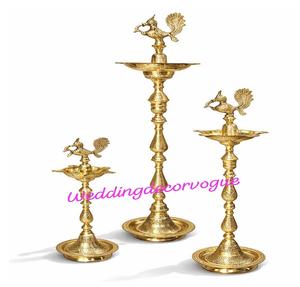 Wedding Candle Holder <b>Stand</b> Metal Floor Lamp Diya <b>Stand</b> Decorative Brass Finish Event Decor Temple Style Centerpiece Set - Product Image 4