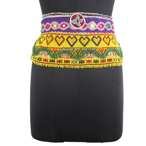 Vintage Belt Belly Dance Bead Afghani Traditional Waist Belt Kuchi Tribal BB034 <b>Old</b> Banjara Real Vintage Handmade Beaded Belts - Product Image 1