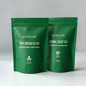 Pochette personnalisée pour l'emballage du thé |   Matériau plastique laminé |   Fermeture à glissière, encoche de déchirement, finition brillante ou mate |   Vietnam - Product Image 1