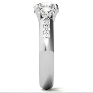 <b>Solitaire</b> Moissanite <b>Ring</b> 925 Sterling <b>Silver</b> White Gold Plated Classic Luxury Engagement Wedding Party Promise <b>Ring</b> - Product Image 2