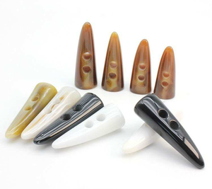 Custom Made 50mm Natural Style Horn Resin <b>Toggle</b> <b>Button</b> Fashionable 2-Holes Snap for Coat Pattern Metal Decoration Washable - Product Image 1