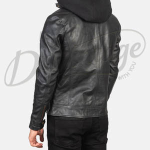 เสื้อแจ็คเก็ตหนังสีดำสำหรับผู้ชาย หนังแกะแท้ ทรงเข้ารูป สำหรับฤดูใบไม้ร่วงและฤดูหนาว สไตล์ลำลองแบบนักแข่ง  สำหรับใส่ขี่มอเตอร์ไซค์ - Product Image 2