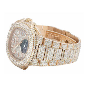 Reloj de Cuarzo de Acero Inoxidable con Diamantes Moissanite VVS, Estilo Hip Hop Moderno, Correa de 20 mm, Esfera de Cristal - Product Image 4