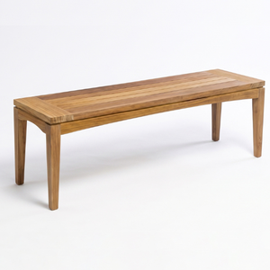 Solid Teak Wood Outdoor Patio <b>Bench</b> Tapered <b>Legs</b> Natural Finish Modern Design 4 Seating Capacity Durable Eco-Friendly OEM Custom - Product Image 2
