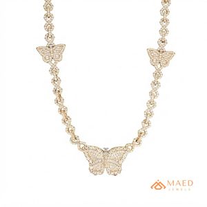 Collier pendentif papillon en moissanite plaqué or 18 carats, bijoux de mode, collier à fine chaîne, style élégant pour femmes, cadeau de style New York City - Product Image 1
