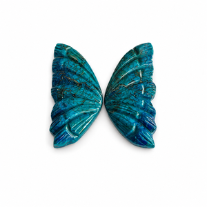 Par de alas de mariposa de crisocola natural talladas a mano para la fabricación de joyería personalizada al por mayor - Product Image 1