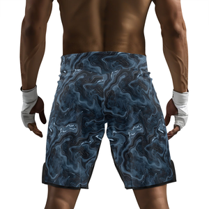 กางเกงชกมวย MMA สำหรับผู้ชายแบบสั่งทำพิเศษ คุณภาพสูง ผ้าไมโครยืดหยุ่น แห้งเร็ว พิมพ์ลายแบบ Sublimation โพลีเอสเตอร์ 100% กางเกงสั่งทำ - Product Image 4