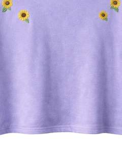 Camiseta Corta de Algodón para Mujer con Bordado de Girasol y Lavanda, Manga Corta, Ajuste Holgado Casual, Moda de Verano, Diseño Floral, Venta al por Mayor - Product Image 6