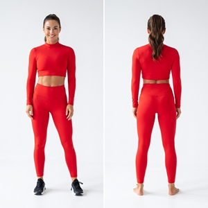 Wholesale Custom Logo Soft Seamless Quick Dry Women <b>Long</b> Sleeve Crop <b>Top</b> High Waist <b>Leggings</b> 2 Piece Yoga Set Athletic Workout - Product Image 5