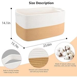 Customised Hot Selling Cotton Rope Organizer Storage <b>Baskets</b> Bins Decorative <b>Woven</b> <b>Basket</b> With Handles - Product Image 2