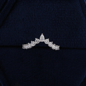 Bague de fiançailles pour femme en diamant de laboratoire, or massif 14 carats, coupe poire et ronde, style classique, certifiée IGI, 3,5-4 g, 1 TCW, couleur E - Product Image 1