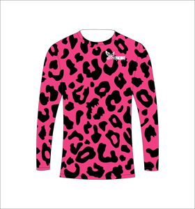 T-shirt de sport à manches longues imprimé léopard rose vif pour l'entraînement et le fitness - Product Image 1