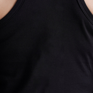 Women's Black Knitted Tank <b>Top</b> Solid Color O-Neck Breathable Stretch Fit Minimalist Style Regular Length - Product Image 6