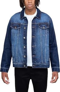 Men's Denim <b>Jacket</b> Classic Blue Washed Cotton <b>Casual</b> Turn-down Collar Regular Fit Single Breasted Button Closure - Product Image 3