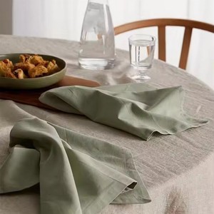 Serviettes en lin uni rectangulaires, 2 pièces, style simple fait main, pour la décoration de table, lavables en machine, usage domestique - Product Image 1