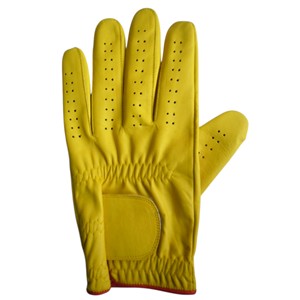 Guante de Golf de Piel de Cabretta Suave para Mano Izquierda o Derecha con Franjas Amarillas en la Muñeca, Impresión de Logotipo Personalizado - Product Image 4