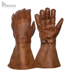 Guantes de Cuero Vintage al por Mayor OEM, Guantes de Trabajo con Puño Largo y Logotipo Personalizado para Hombre, Resistentes al Viento, de Cuero Desgastado - Product Image 1