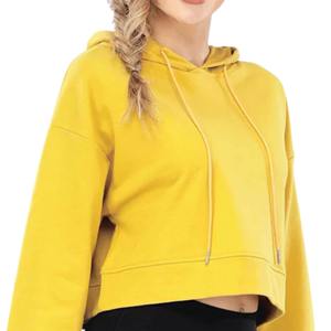 Haut court élégant à manches longues pour femme, sweat à capuche tendance avec cordon de serrage, collection saisonnière en promotion - Product Image 3