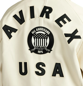 เสื้อแจ็คเก็ตบอมเบอร์หนังแท้สำหรับผู้ชาย Avirex คอปกผ้าแคนวาส ระบายอากาศได้ดี กันลม แห้งเร็ว คุณภาพสูง เสื้อแจ็คเก็ตหนัง Avirex สำหรับผู้ชาย - Product Image 6