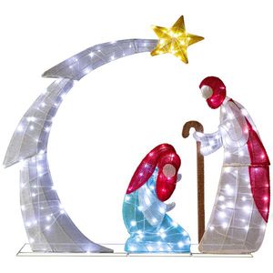 VINGLI Presepe Illuminato 2D da Esterno 113 cm con 170 Luci LED Bianche, Picchetti e Montaggio Semplice Richiesto - Product Image 5