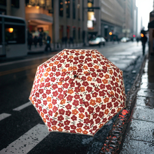 Paraguas Compacto Manual de 21 Pulgadas, Resistente al Viento, con Protección UV, Diseño Floral Estilo Japonés, Minimalista, Plegable en 3 Secciones, para Protección Solar - Product Image 1